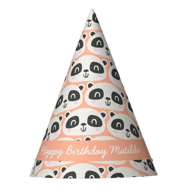 Gorro De Fiesta Carácter lindo panda cumpleaños de niños (Anverso)
