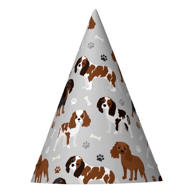 Gorro De Fiesta Cavalier King Charles Spaniel Paws and Bones (Anverso)