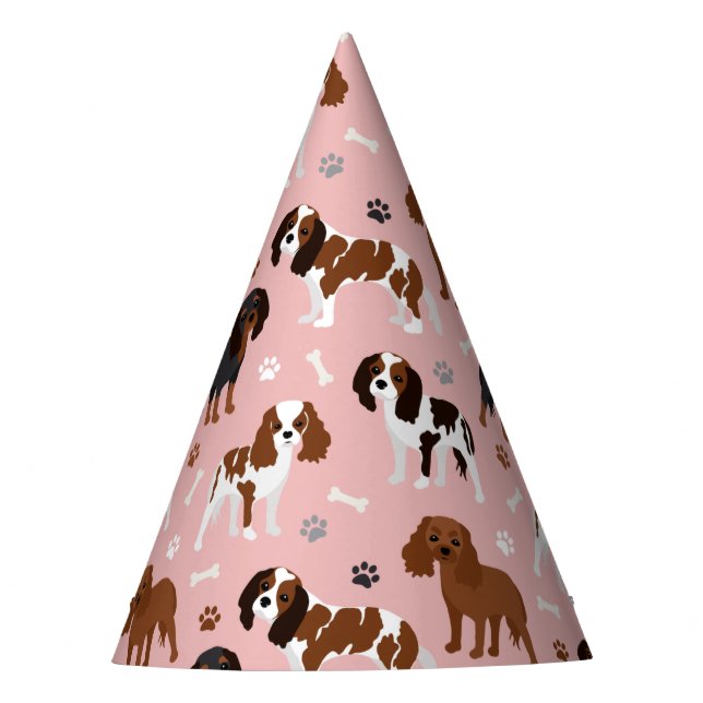 Gorro De Fiesta Cavalier King Charles Spaniel Paws and Bones (Anverso)