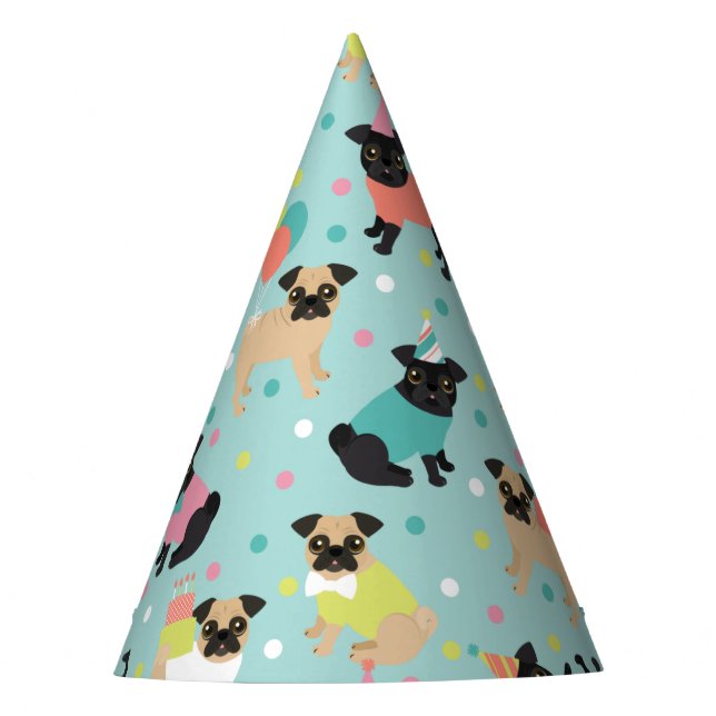 Gorro De Fiesta Celebración de la fiesta de cumpleaños de Pug (Anverso)