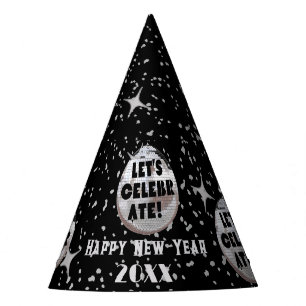 Gorro De Fiesta Celebremos NYE Disco Ball Black