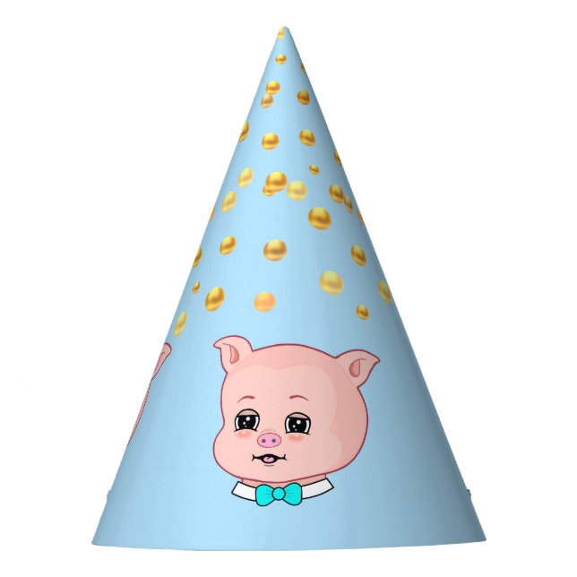 Gorro De Fiesta Cerdito lindo y confeti (Anverso)