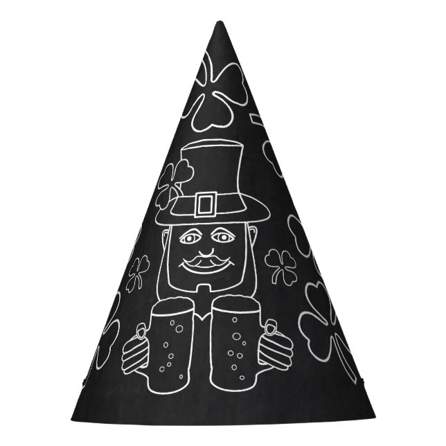 Gorro De Fiesta Chalkboard Leprechaun, Día de San Patricio (Anverso)