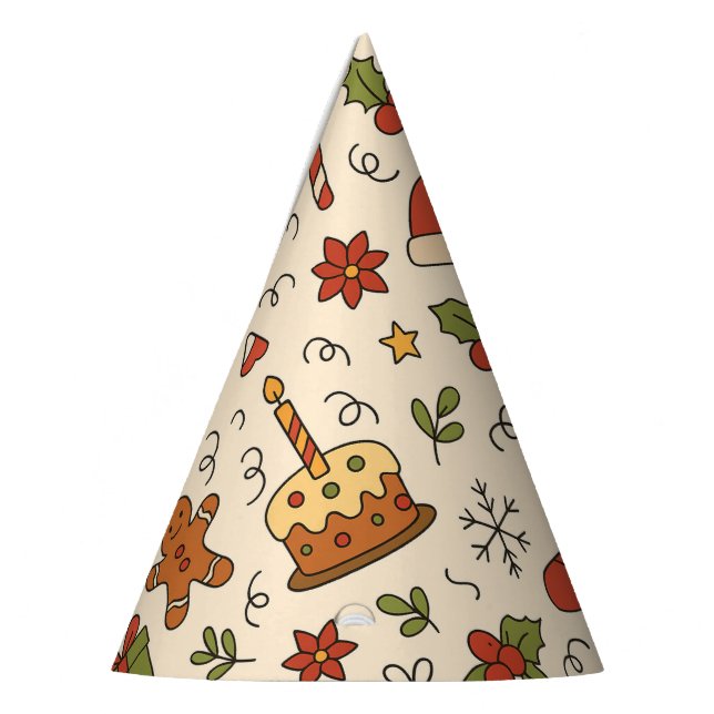 Gorro De Fiesta Cheerful Christmas Doodle Pattern (Izquierda)