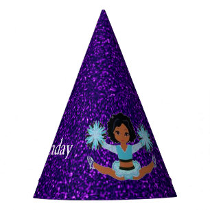 Gorro De Fiesta Cheerhead "Happy Birthday" Purple Sparkle