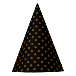 Gorro De Fiesta Chic Black Party Hat with Shiny Solid Brown Dots