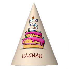 Gorro De Fiesta Chica 5 cumpleaños, 5 en pastelito rosa dulce