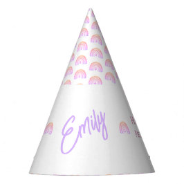 Gorro De Fiesta Chica Boho Rainbow Birday Magic White and rosa