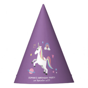 Gorro De Fiesta Chica Cute mágico morado niños unicornio Cumpleaño