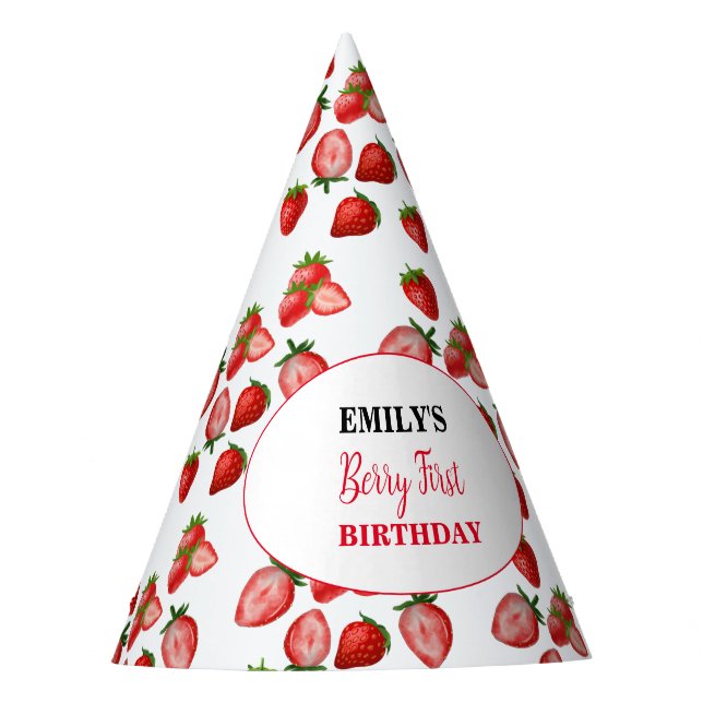 Gorro De Fiesta Chica de fresa Fiesta de fiesta de cumpleaños | Be (Anverso)