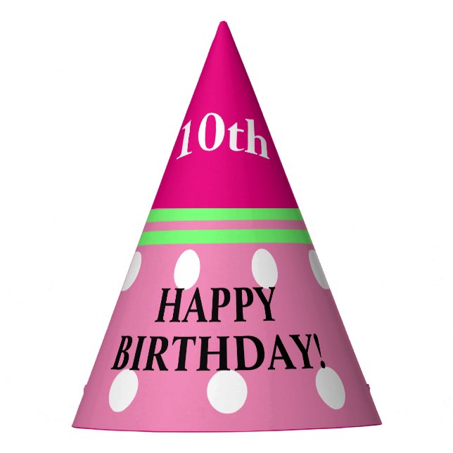 Gorro De Fiesta Chica divertido Cumpleaños puntos de Polka Blanco  (Anverso)