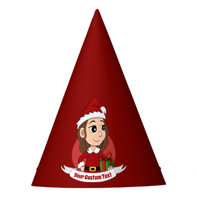 Gorro De Fiesta chica navidad con pelo ondulado marrón (Anverso)