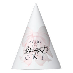 Gorro De Fiesta Chicas de Bowtiful One First Birthday Pink Bow