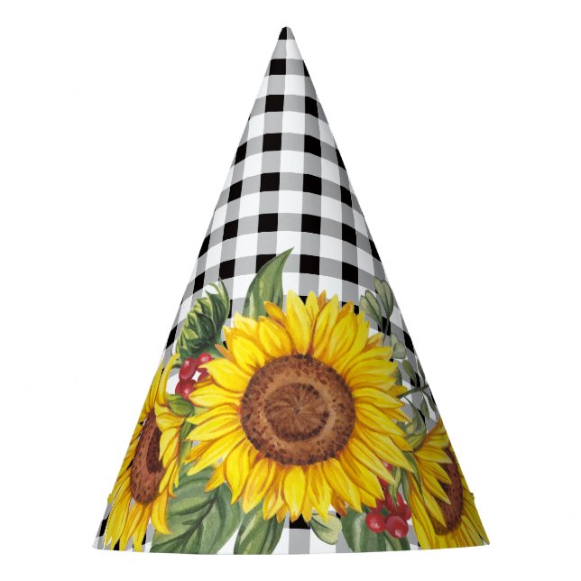 Gorro De Fiesta Chicas florales de Gingham y Sunflower (Anverso)
