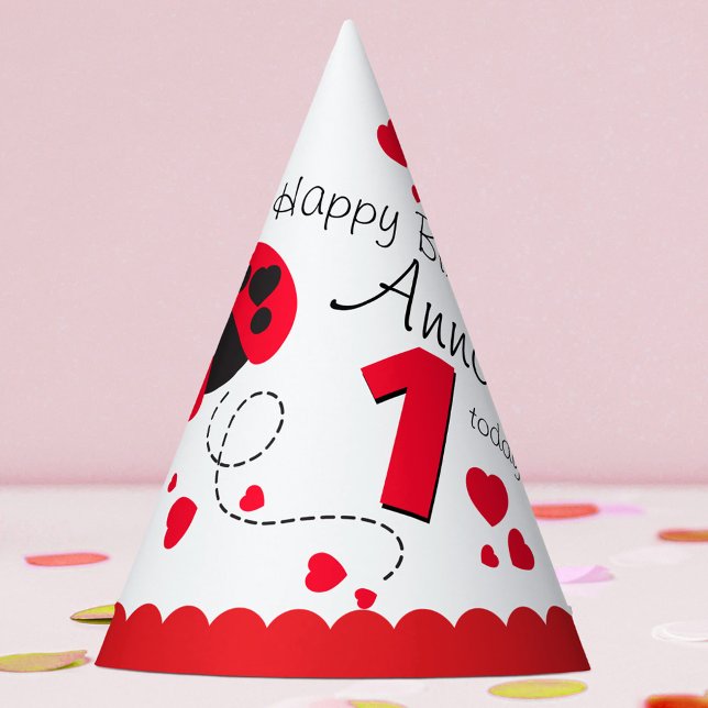 Gorro De Fiesta Chicas volando ladybug rojo nombre de primer cumpl (Subido por el creador)