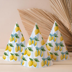 Gorro De Fiesta Chicas Whimsical Blue Bow Lemon Amalfi Cumpleaños