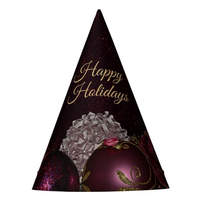 Gorro De Fiesta Christmas Party Pink Ornament Green Leaves Black (Anverso)