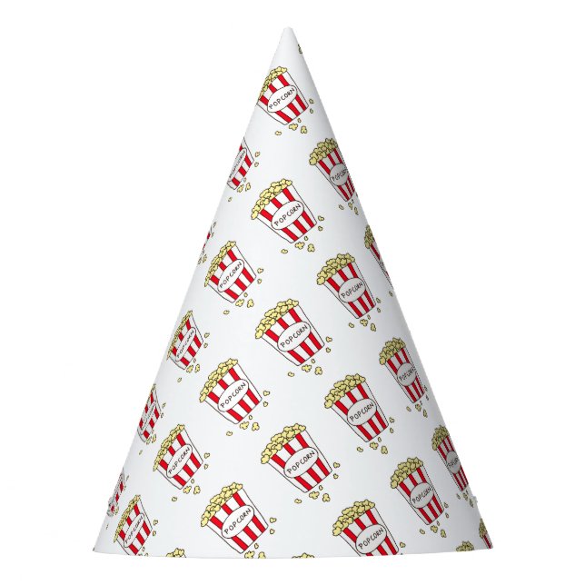 Gorro De Fiesta Cine divertido palomitas de maíz en cubo blanco ro (Anverso)