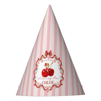 Gorro De Fiesta Cinta Coqueta de Cereza Dulce Cumpleaños Rosa Niña