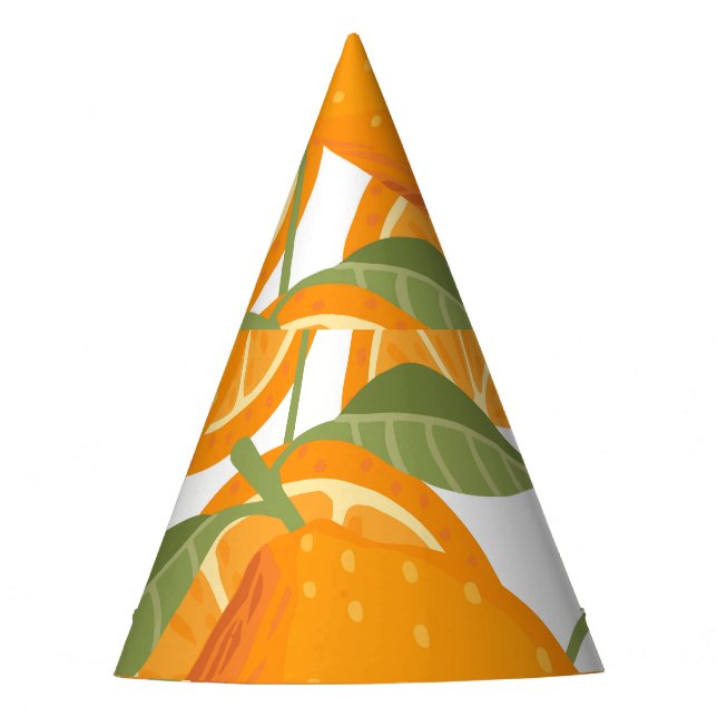 Gorro De Fiesta Citrus Delight: Patrón de fruta Naranja (Anverso)