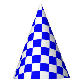 Gorro De Fiesta Classic White with Blue Square Pattern