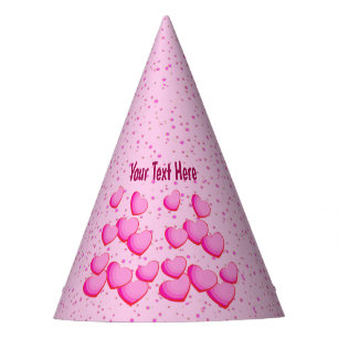 Gorro De Fiesta Clúster festivo de corazones rosados calientes con