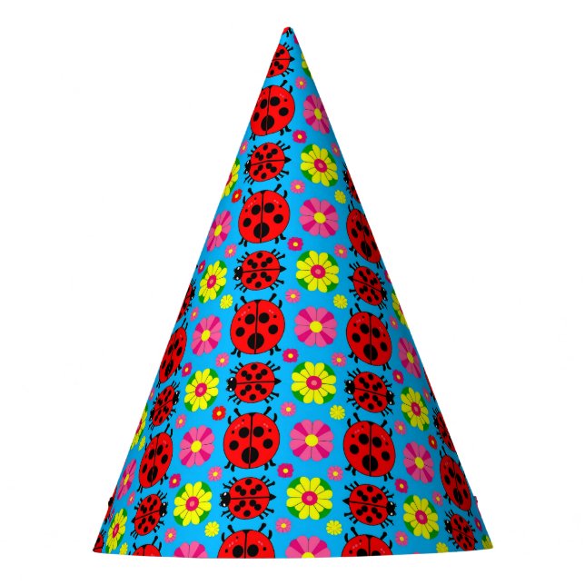 Gorro De Fiesta Coccinelas y flores coloridas (Anverso)