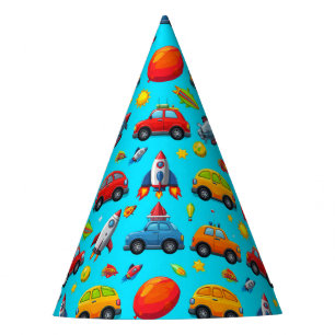 Gorro De Fiesta Coches, Cohetes y Estrellas