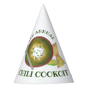 Gorro De Fiesta Cocina de Chile anual frente a bol de chile verde
