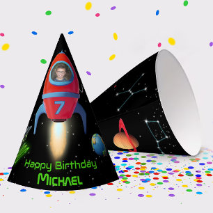 Gorro De Fiesta Cohete con foto   Astronauta alienígena de cumplea