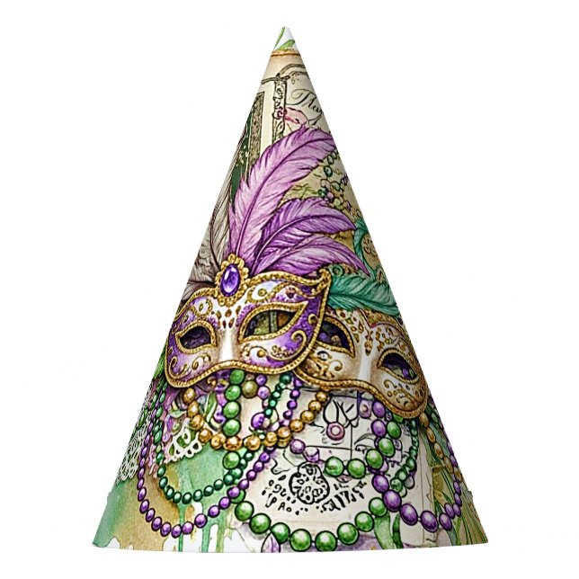Gorro De Fiesta Collage de Mardi Gras salpicado (Anverso)