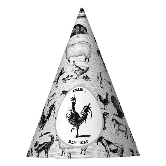 Gorro De Fiesta Collage rústico de animales de granja de cosecha d (Anverso)