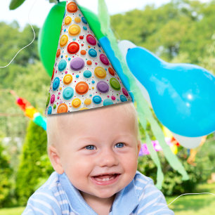 Gorro De Fiesta Colores de Arcoíris con Lunares para Cumpleaños Mo
