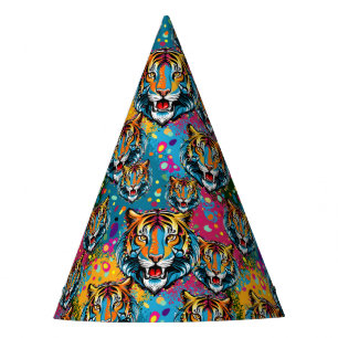 Gorro De Fiesta Colores de arcoíris de cabeza de tigre pintan manc