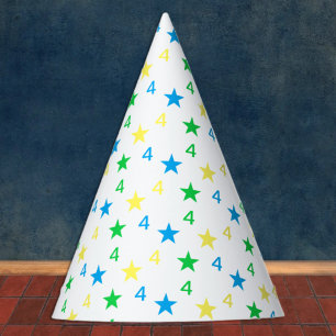 Gorro De Fiesta Coloridas Estrellas Boys cuarto cumpleaños