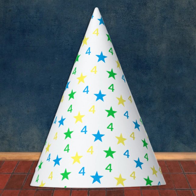 Gorro De Fiesta Coloridas Estrellas Boys cuarto cumpleaños (Subido por el creador)