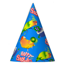 Gorro De Fiesta Colorido Cumpleaños Lovebird Parrot Fiesta Temátic