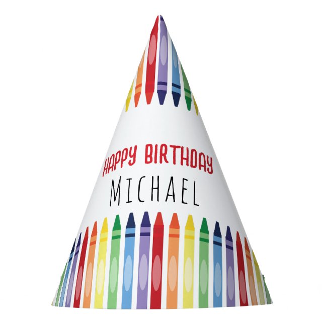 Gorro De Fiesta Colorido Rainbow Crayons Birday Party (Anverso)
