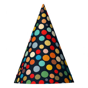 Gorro De Fiesta Coloridos puntos de polka en un fondo oscuro