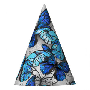 Gorro De Fiesta Composición de las mariposas blancas y azules