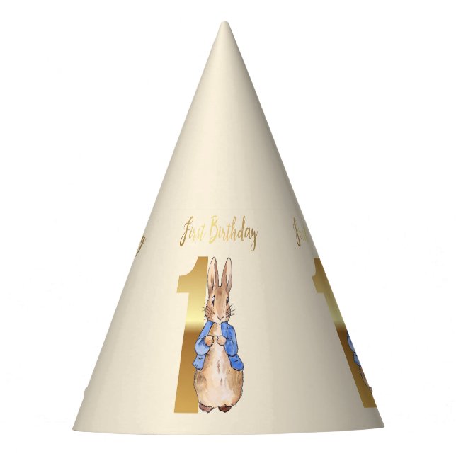 Gorro De Fiesta Conejo clásico con chaqueta azul Cumpleaños primer (Anverso)
