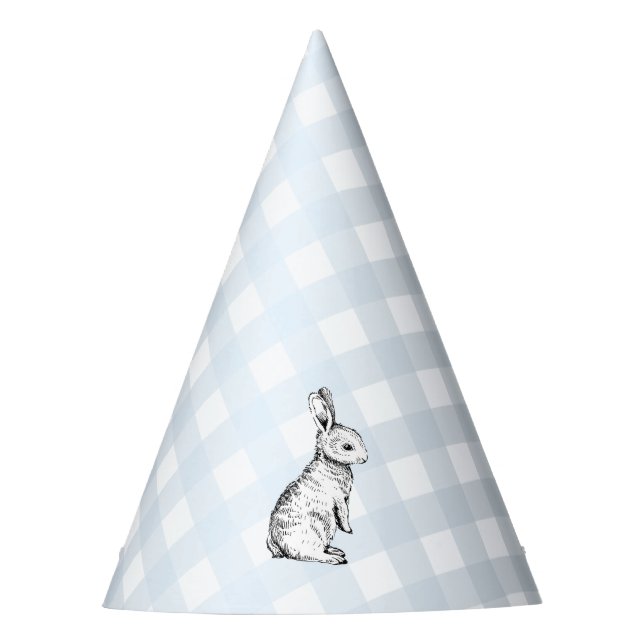 Gorro De Fiesta Conejo conejo azul Gingham (Anverso)
