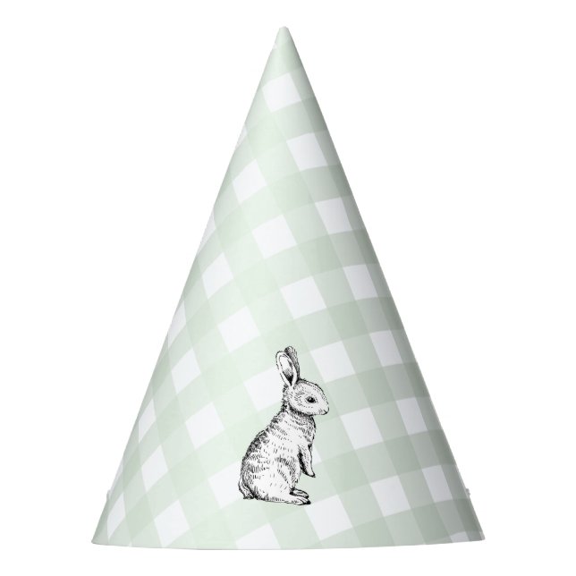 Gorro De Fiesta Conejo conejo conejo de conejo de gingham verde (Anverso)