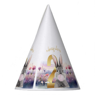 Gorro De Fiesta Conejo cumpleaños segundo soplando chicle rosa