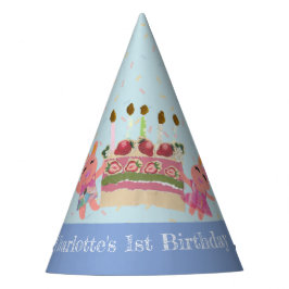 Gorro De Fiesta Conejos dulces con pasteles azules Cumpleaños