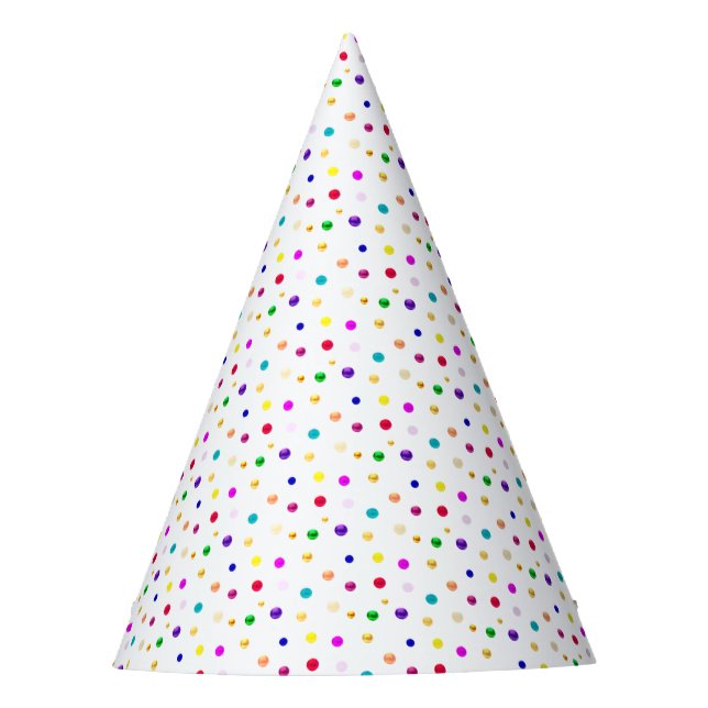 Gorro De Fiesta Confetti multicolor en blanco (Anverso)