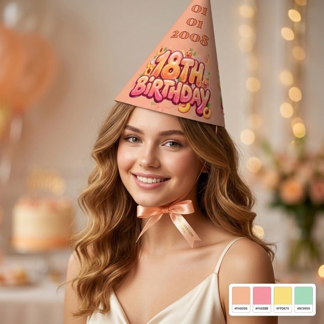 Gorro De Fiesta Cono de celebración de cumpleaños 18 personalizado (Subido por el creador)