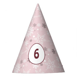 Gorro De Fiesta Copo de Nieve de Invierno Rosa Pálido Cumpleaños 6