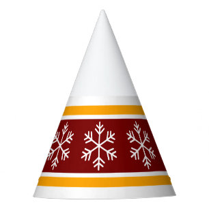 Gorro De Fiesta Copo de Nieve Festivo Divertido Rayas Rojas Naranj