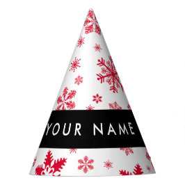 Gorro De Fiesta Copos de nieve rojos, tu nombre, personaliza
